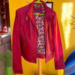 Black Rivet Red Leather Jacket